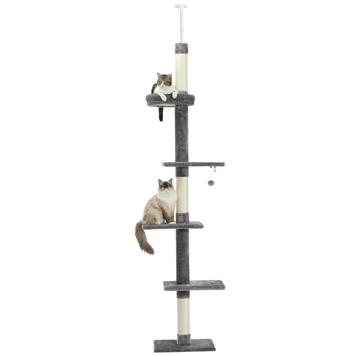 Arbre à chat sol au plafond gris 274 cm — détail du couchage haut