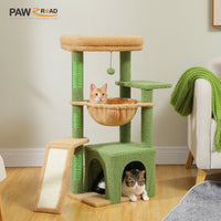 Petit arbre à chat rose — en situation dans un salon
