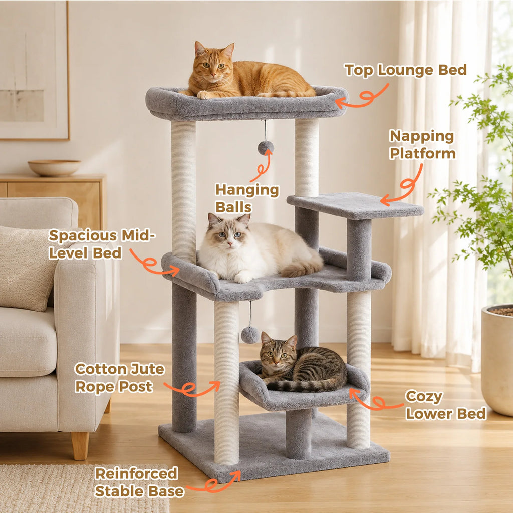 Arbre à chat vert d'angle — vu de trois quarts