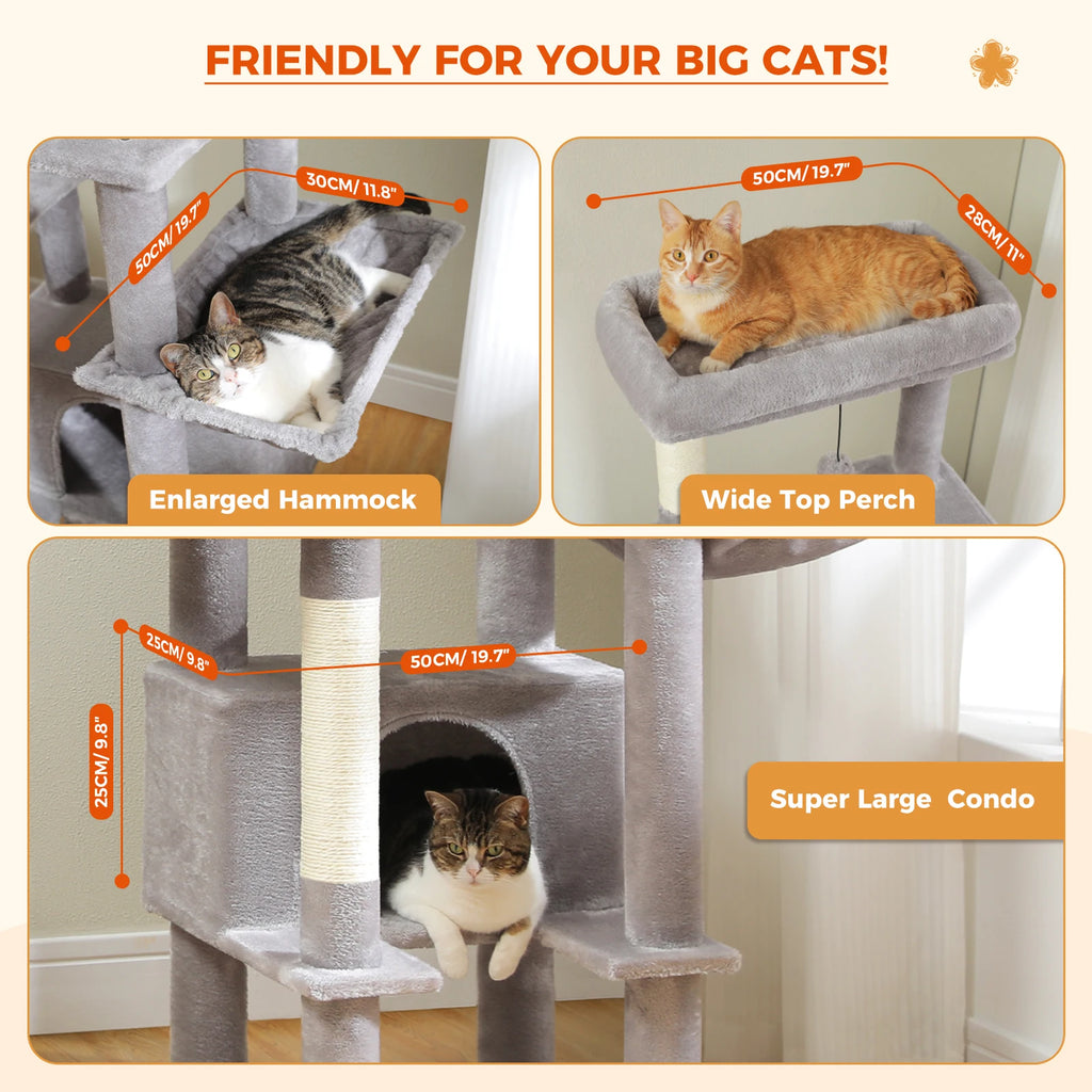 Arbre à chat beige grand chat — vu de trois quarts