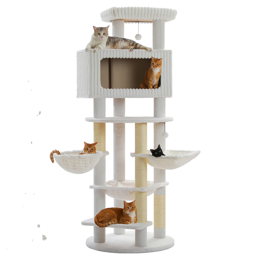 Arbre à chat blanc géant 188 cm — dimensions
