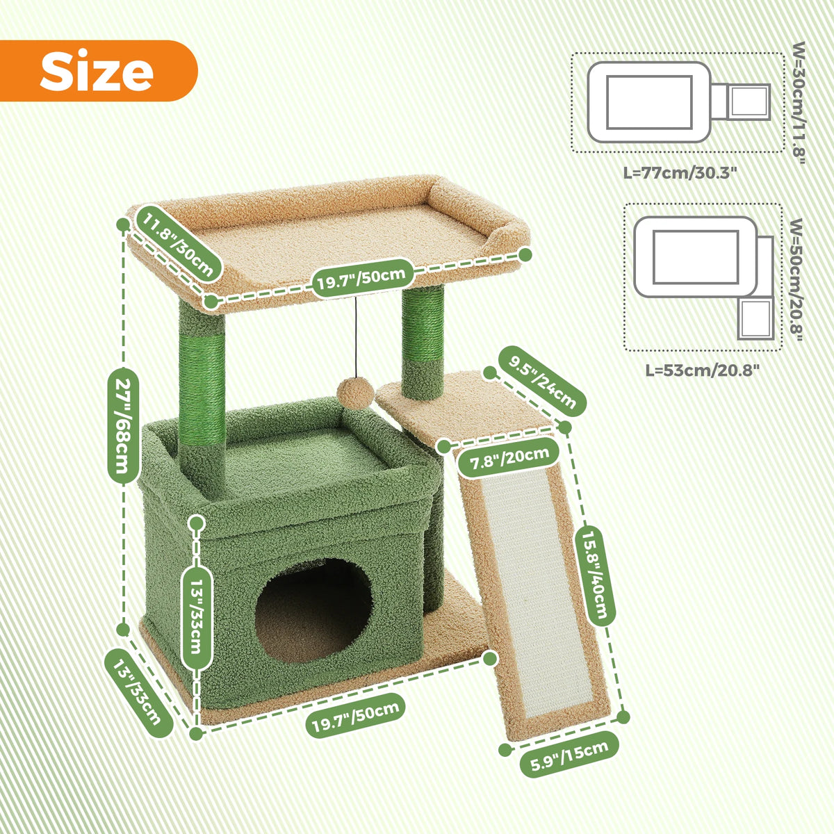 Petit arbre à chat vert — détail du hamac