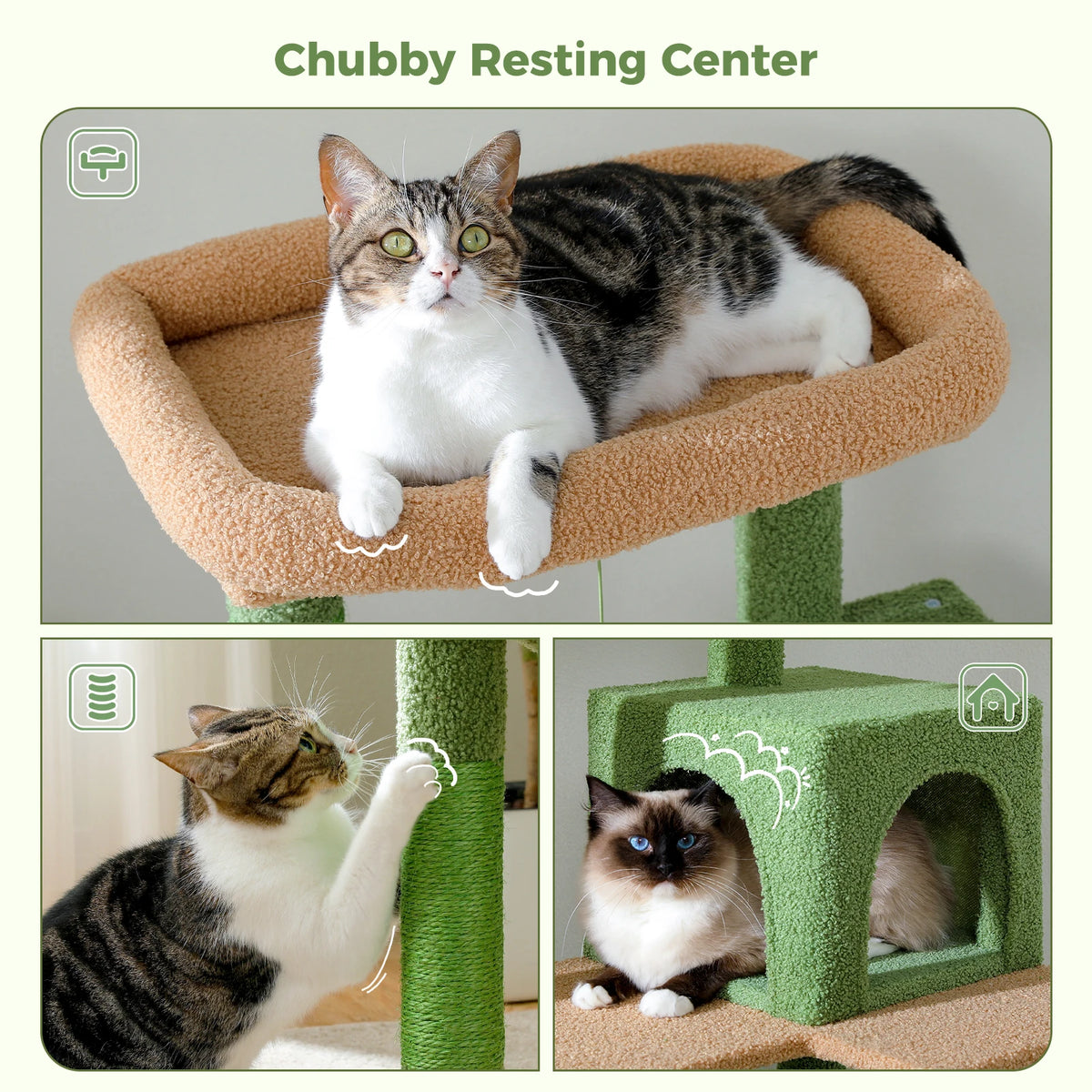 Arbre à chat cactus 6 niveaux — détail du couchage haut