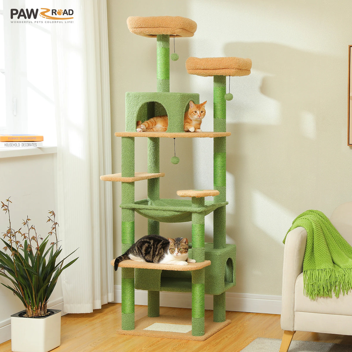 Arbre à chat vert 184 cm — vue d'ensemble