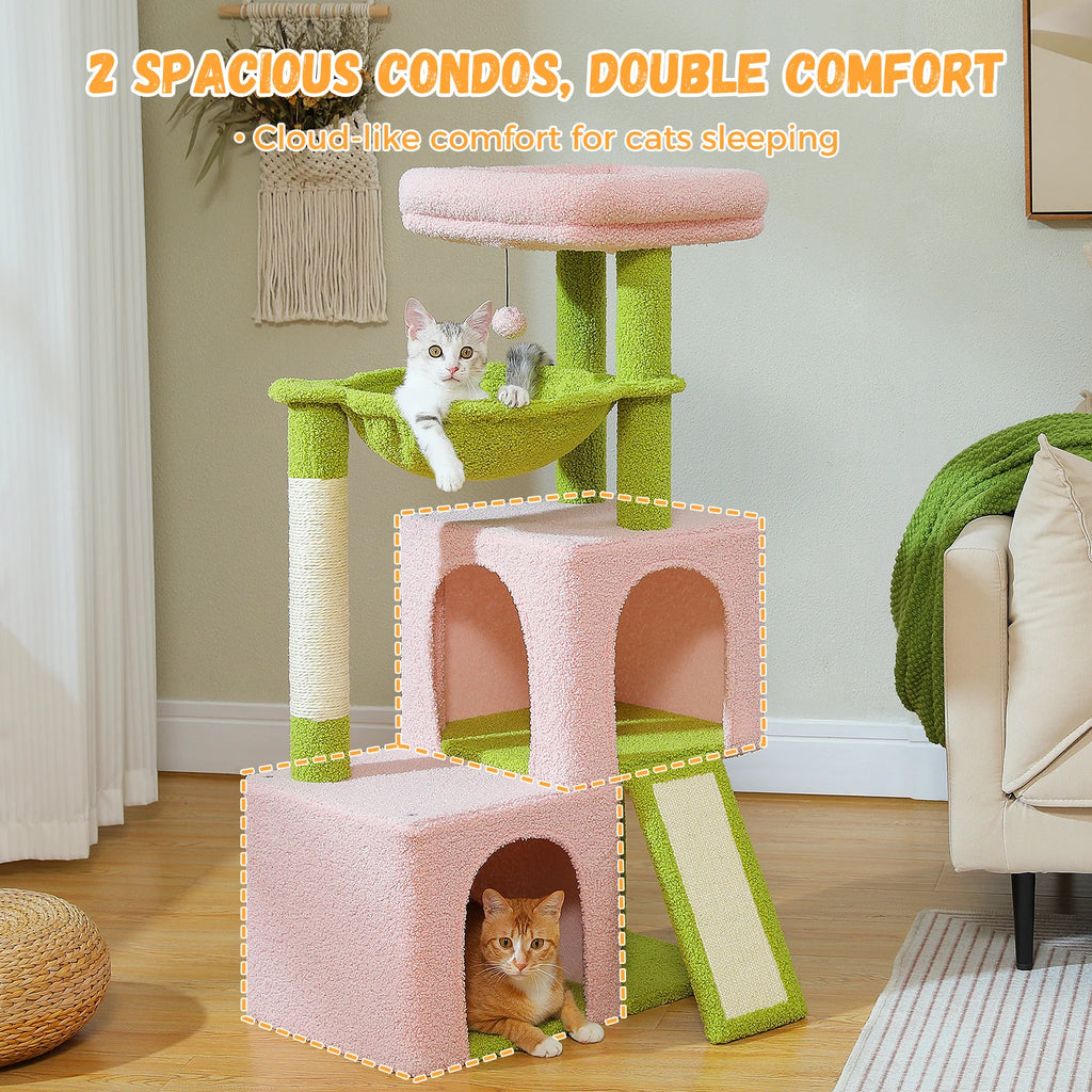Arbre à chat beige — détail du couchage haut