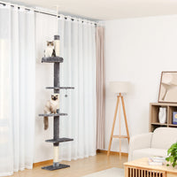 Arbre à chat sol au plafond beige 274 cm — en situation dans un salon