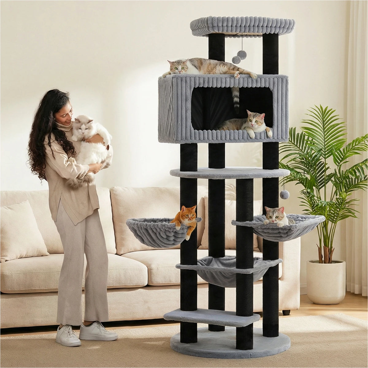 Arbre à chat géant Maine Coon — détail du couchage haut