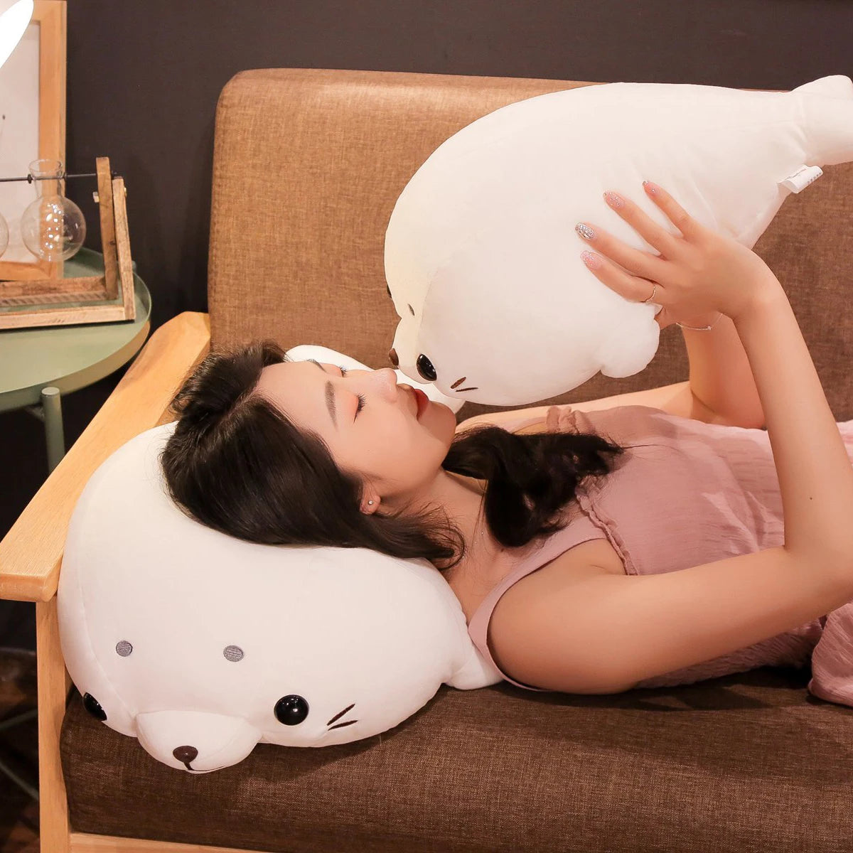 Down Cotton Squishy Seal Plush Pillow Stuffed Lying Standing Kawaii Animal Plushie Huggable Sleeping Companion Gift