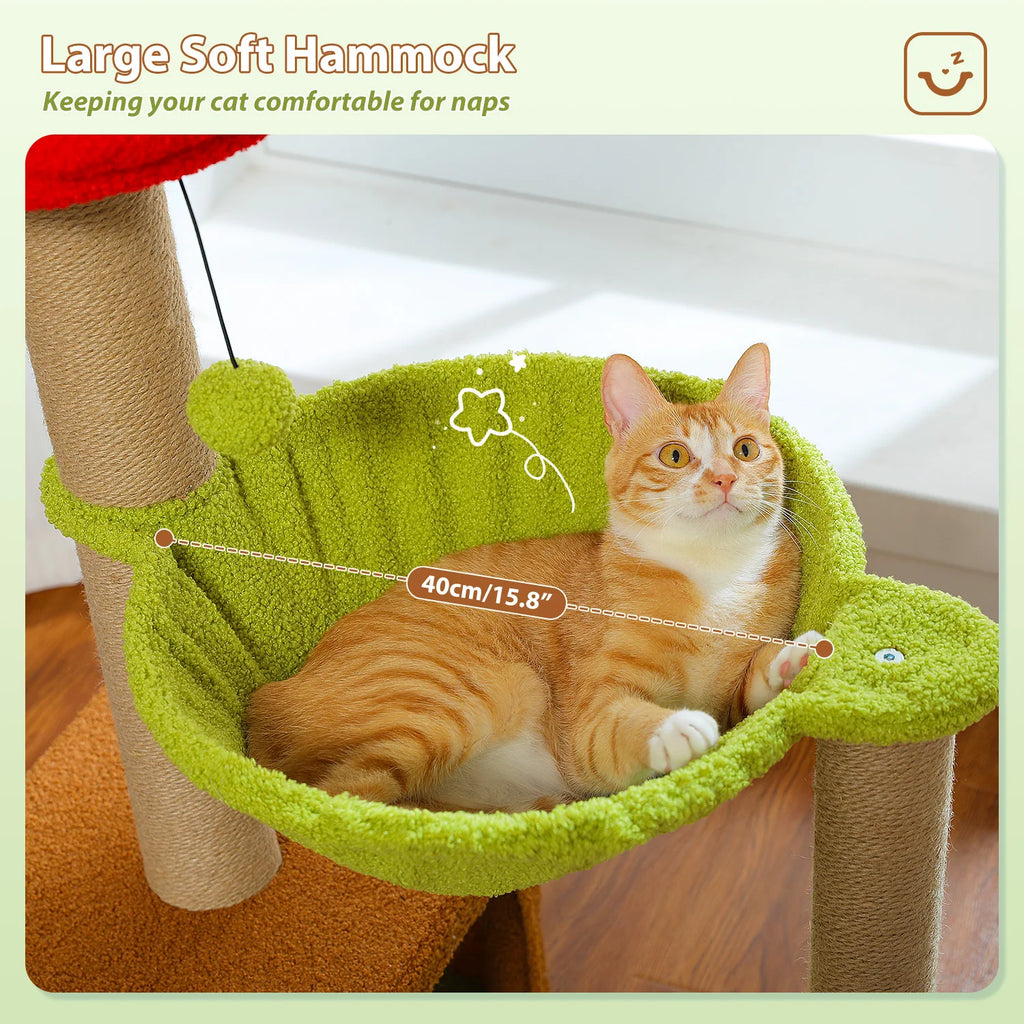 Arbre à chat fleur brun et vert — détail du couchage haut