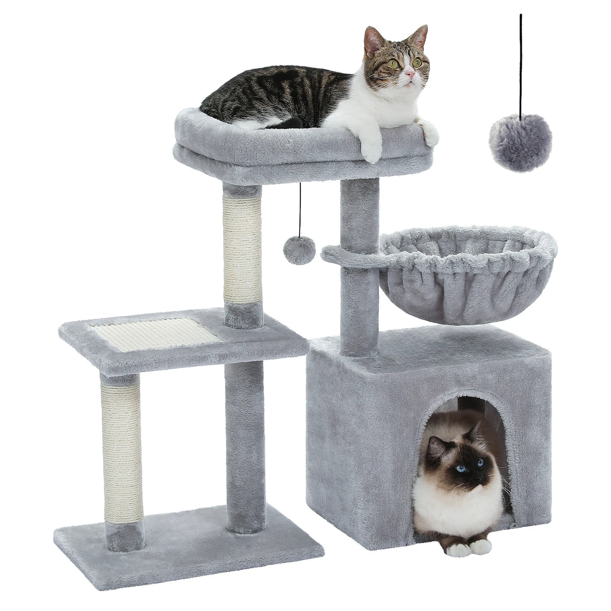 Petit arbre à chat beige 73 cm — dimensions