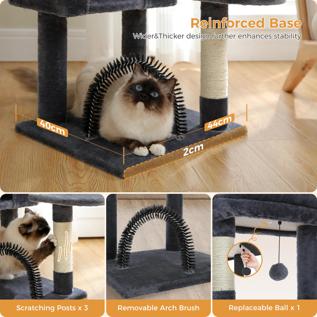 Arbre à chat beige 143 cm — détail de la niche