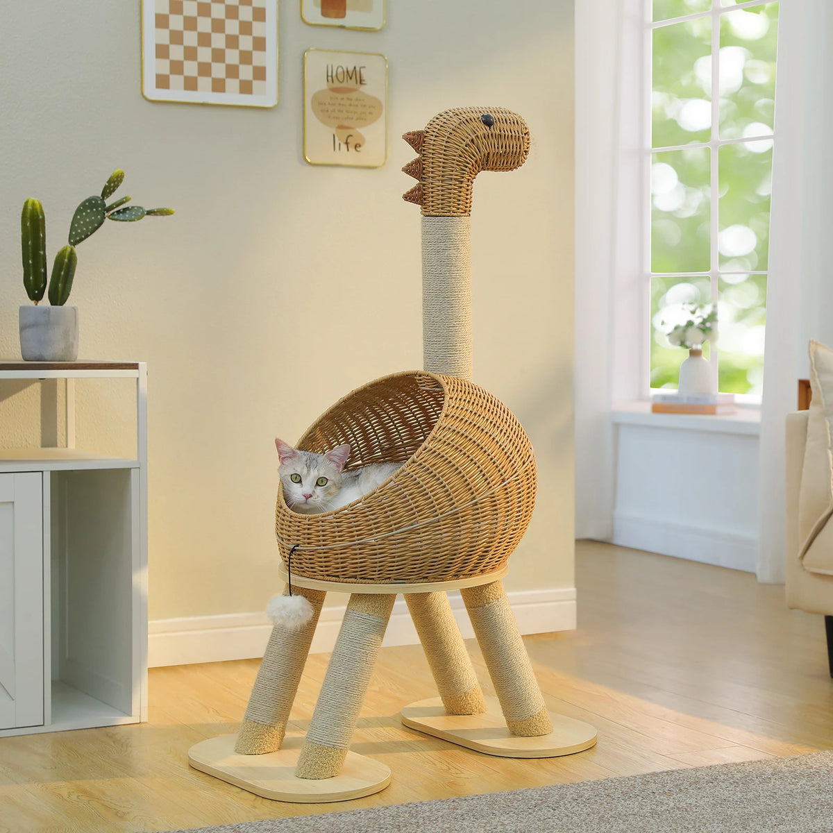 Arbre à chat rotin dinosaure — vue d'ensemble
