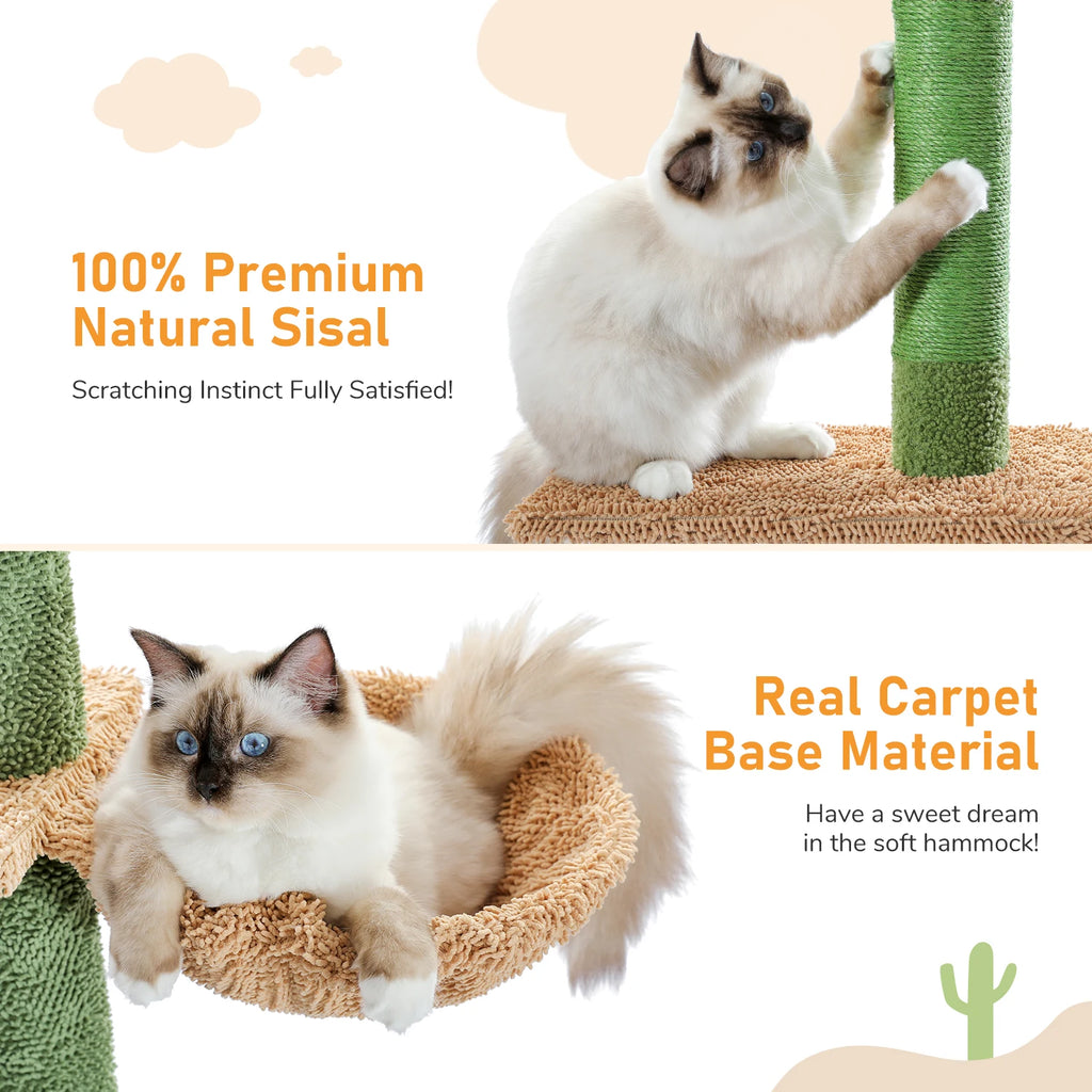 Arbre à chat cactus sol au plafond 275 cm — détail de la niche