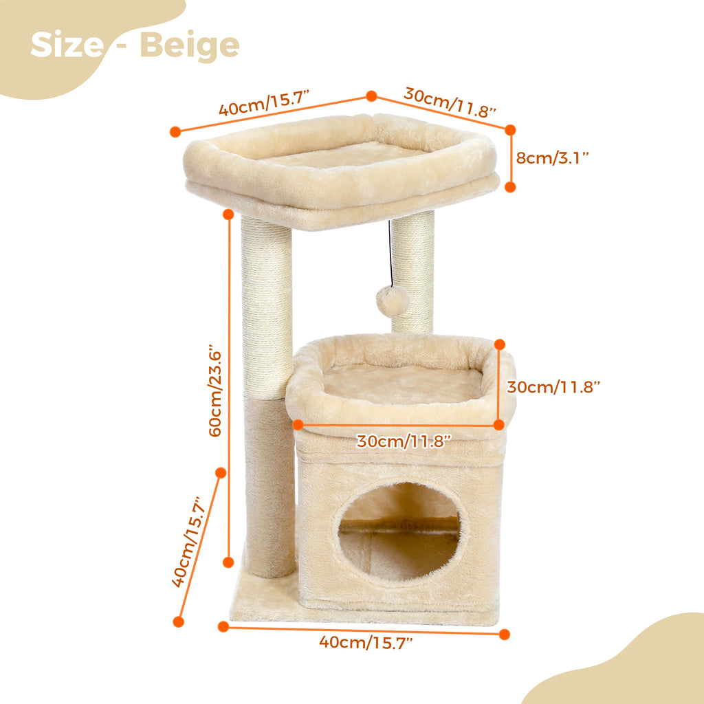 Arbre à chat senior beige — détail des finitions