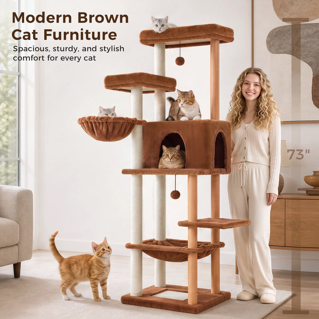 Arbre à chat beige XXL — détail de la niche