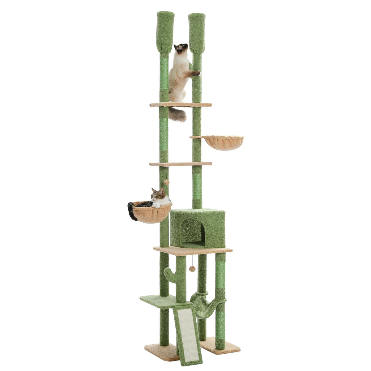 Arbre à chat sol au plafond vert 285 cm — vue d'ensemble