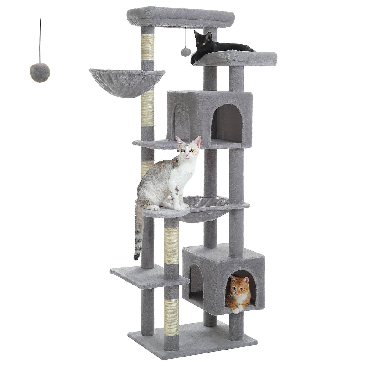 Arbre à chat beige 7 niveaux — détail des finitions