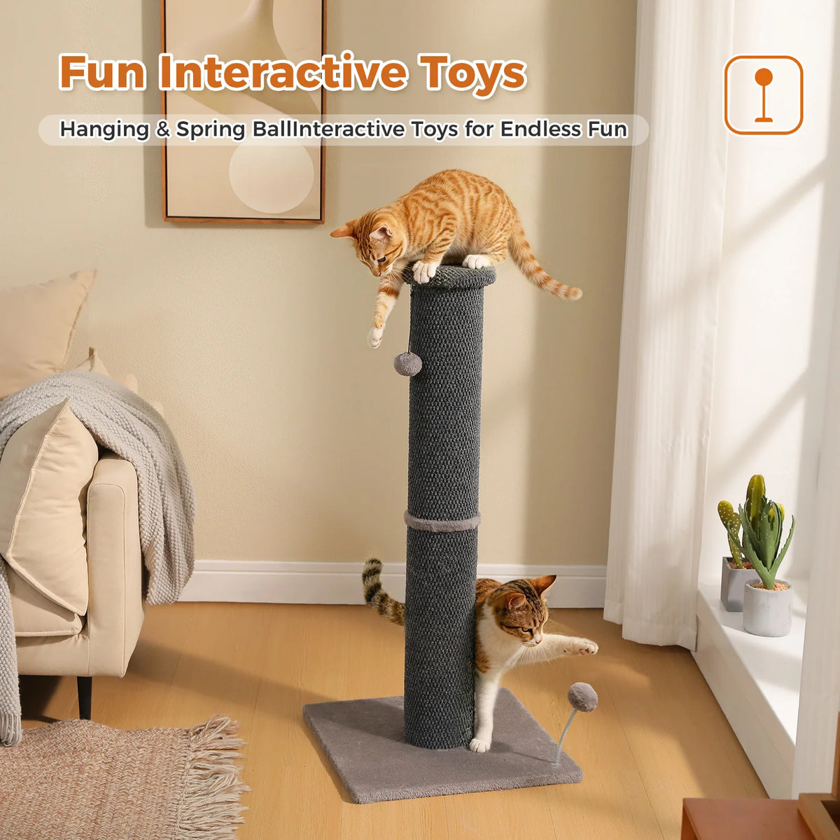 Griffoir chat 82 cm sisal — détail du couchage haut