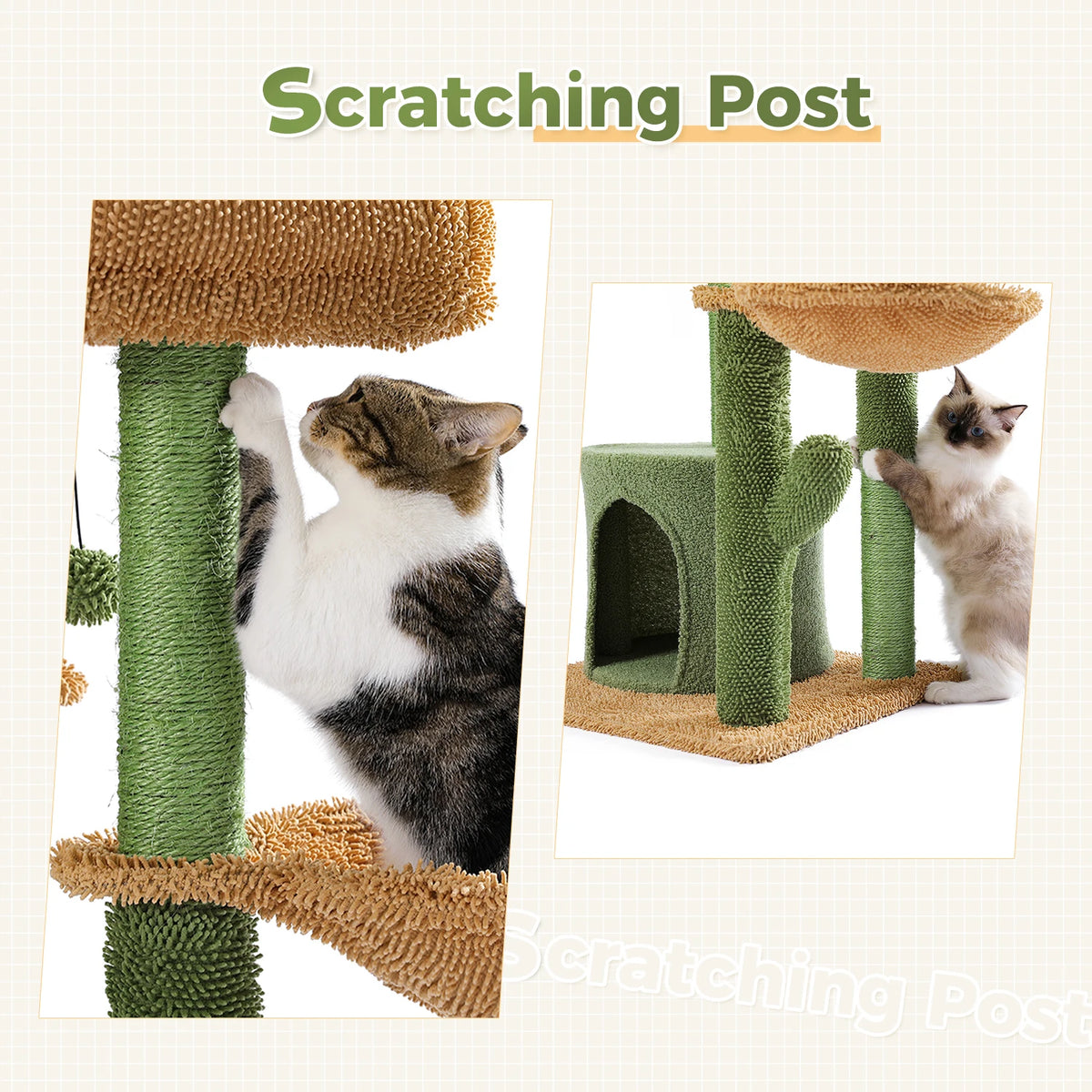 Arbre à chat cactus vert 90 cm — détail de la niche