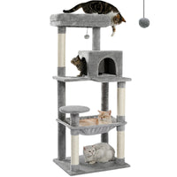 Arbre à chat beige 5 niveaux — en situation dans un salon