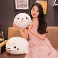 Down Cotton Squishy Seal Plush Pillow Stuffed Lying Standing Kawaii Animal Plushie Huggable Sleeping Companion Gift