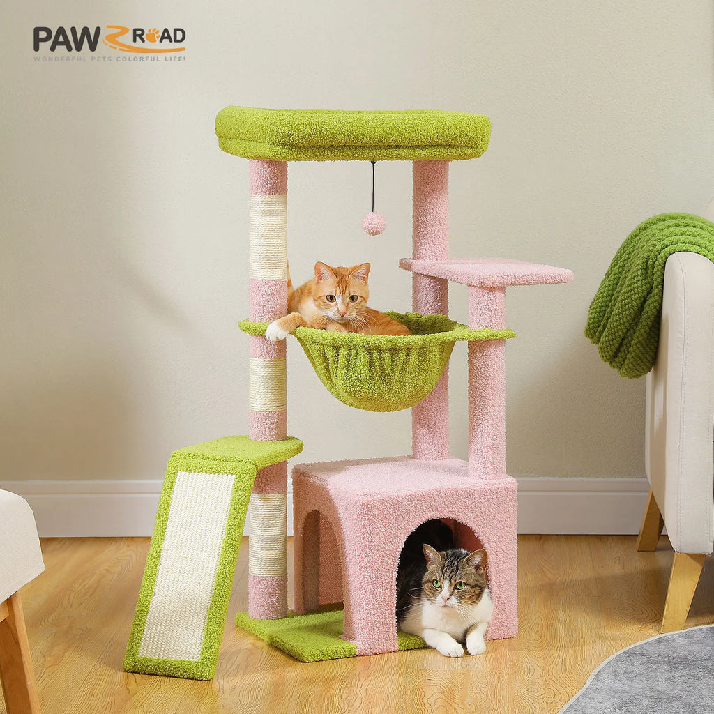 Petit arbre à chat vert — détail du couchage haut