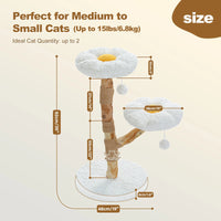 Dimensions de l'arbre à chat en bois et rotin : hauteur totale 92 cm