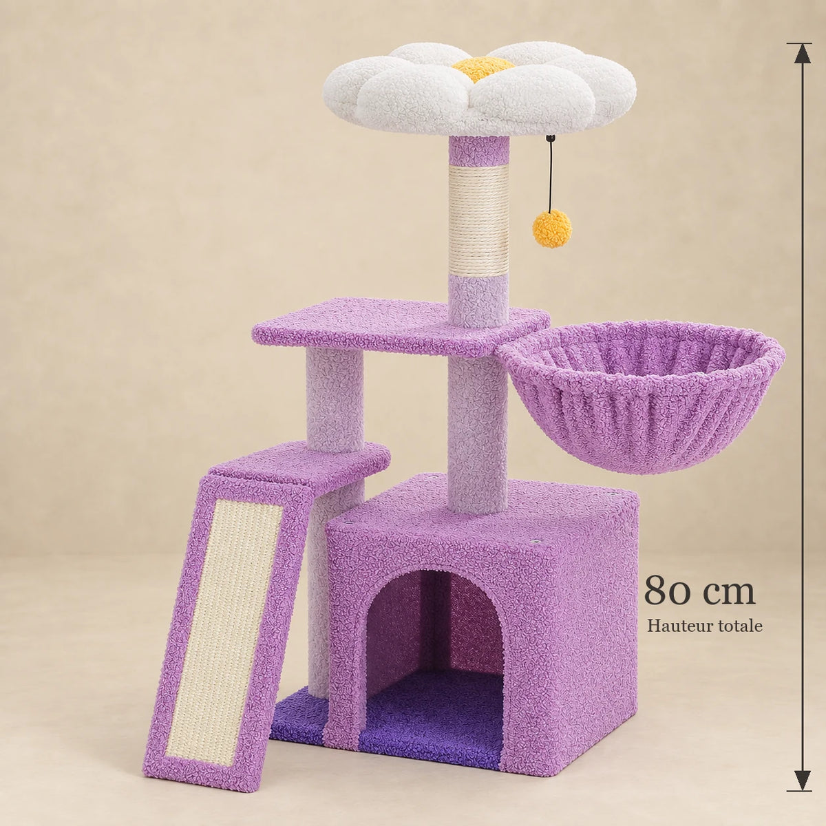 Arbre à chat Lilac violet : hauteur totale de 80 cm