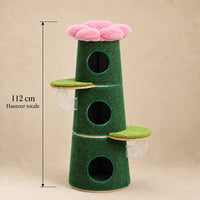 Dimensions de l’arbre à chat Fern vert sapin : hauteur totale de 112 cm et trois niches superposées