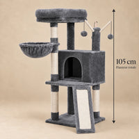 Dimensions de l’arbre à chat Flint gris : hauteur totale de 105 cm