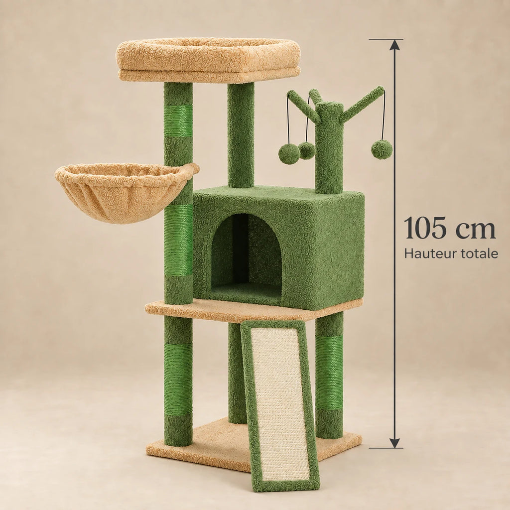 Dimensions de l’arbre à chat Moss vert : hauteur totale de 105 cm