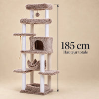 Dimension vérifiée de l’arbre à chat XXL Acorn taupe : hauteur totale de 185 cm